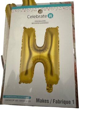 Celebrate It Gold Foil Balloon Letter "H" 14" For Parties & Decor